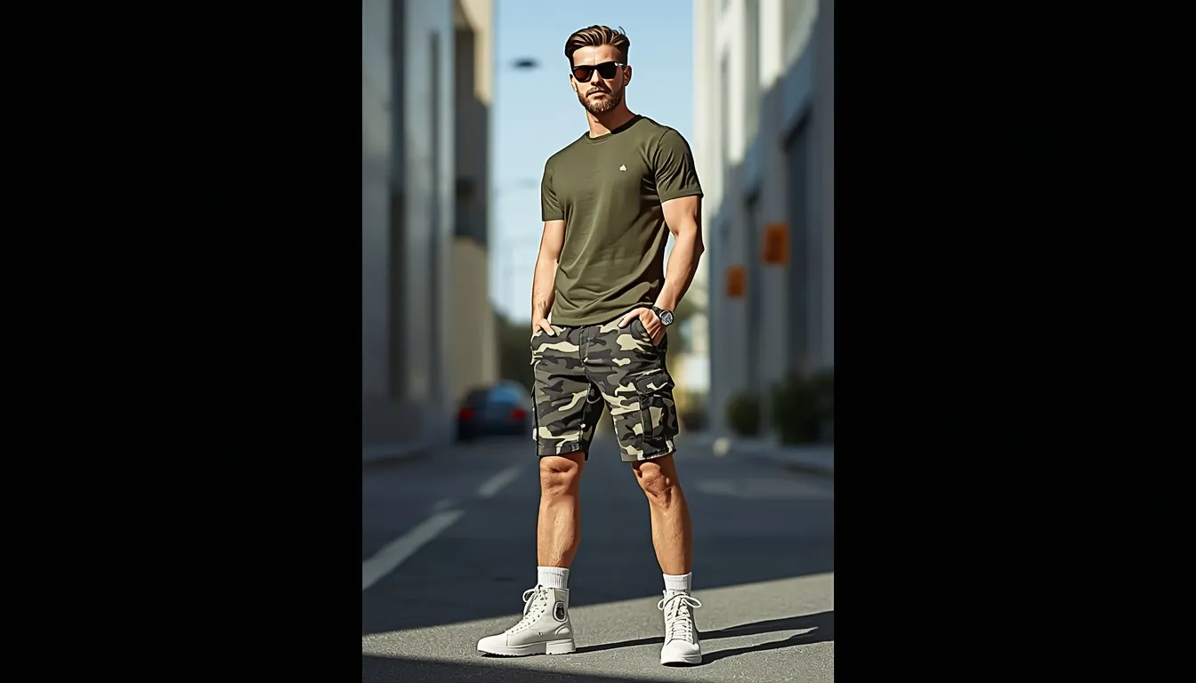 22 Stylish Camo Shorts Outfits for Men 1 Camo Shorts Outfits for Men