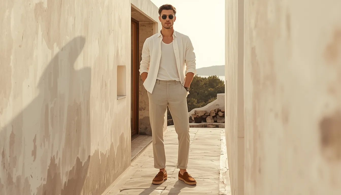 19 Men Linen Pants Outfits for Summer 1 Men Linen Pants Outfits